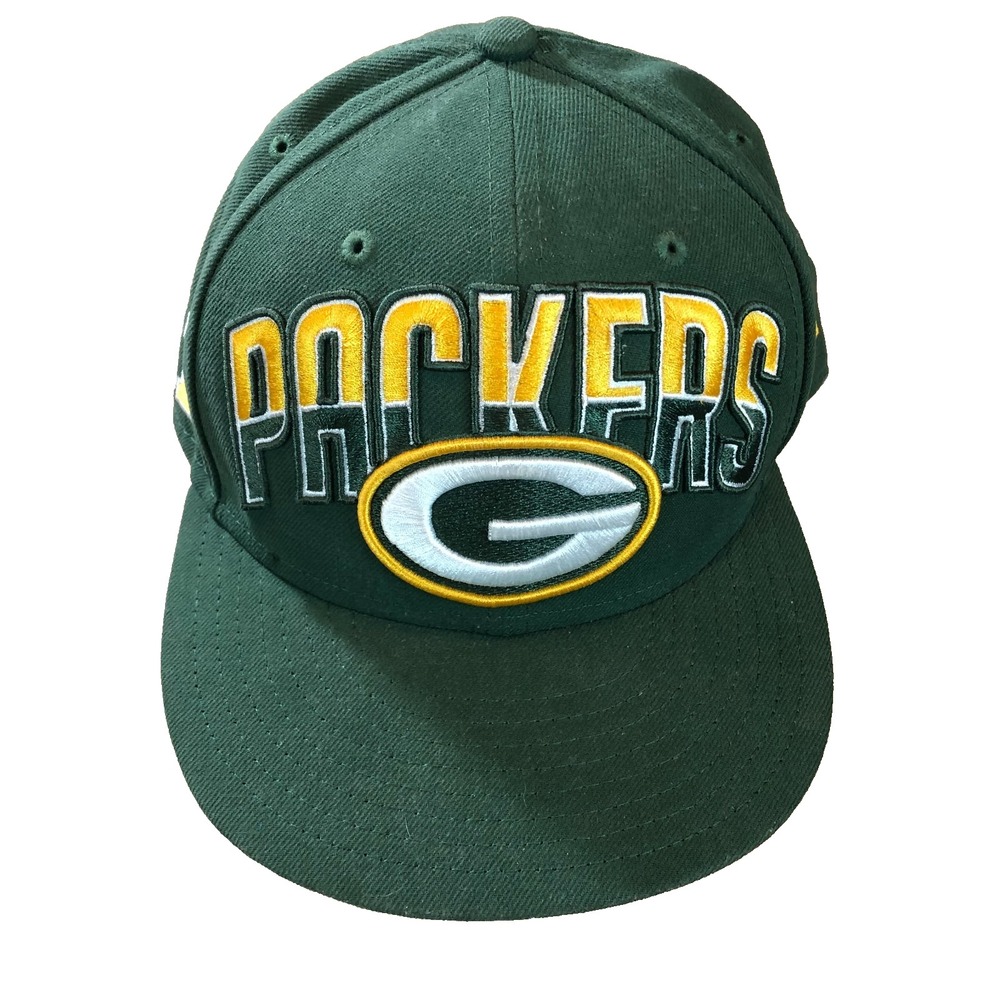 New Era 59Fifty Mens Hat NFL Green‎ Bay Packers Y2K VTG Embroidered Fitted 7 3/8
